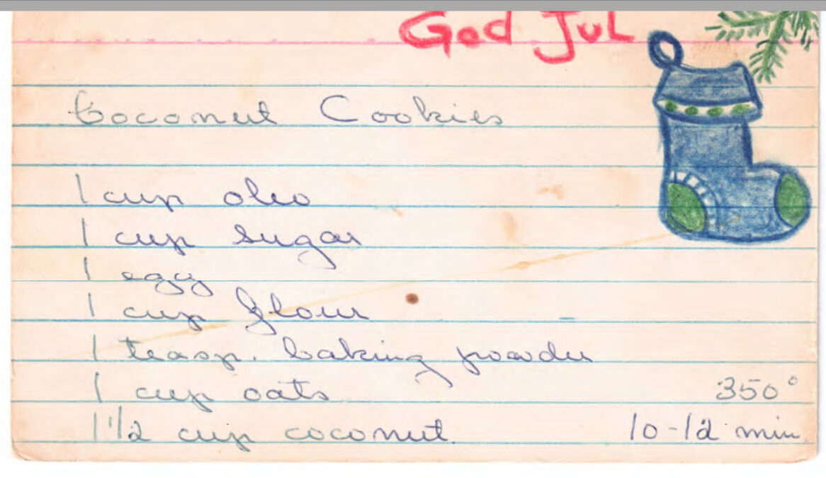 Recipe card for Coconut Cookies